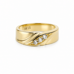 14K Yellow Gold Wedding Band with Cz - Miral Jewelry