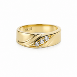 14K Yellow Gold Wedding Band with Cz - Miral Jewelry