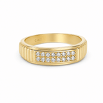 14K Yellow Gold Wedding Band with Cz - Miral Jewelry