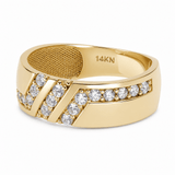 14K Yellow Gold Wedding Band with Cz - Miral Jewelry