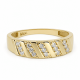 14K Yellow Gold Wedding Band with Cz - Miral Jewelry