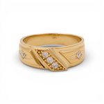 14K Yellow Gold Wedding Band with CZ Ring - Miral Jewelry