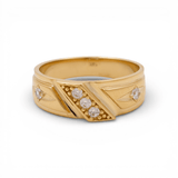 14K Yellow Gold Wedding Band with CZ Ring - Miral Jewelry