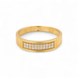 14K Yellow Gold Wedding Band with CZ Ring - Miral Jewelry