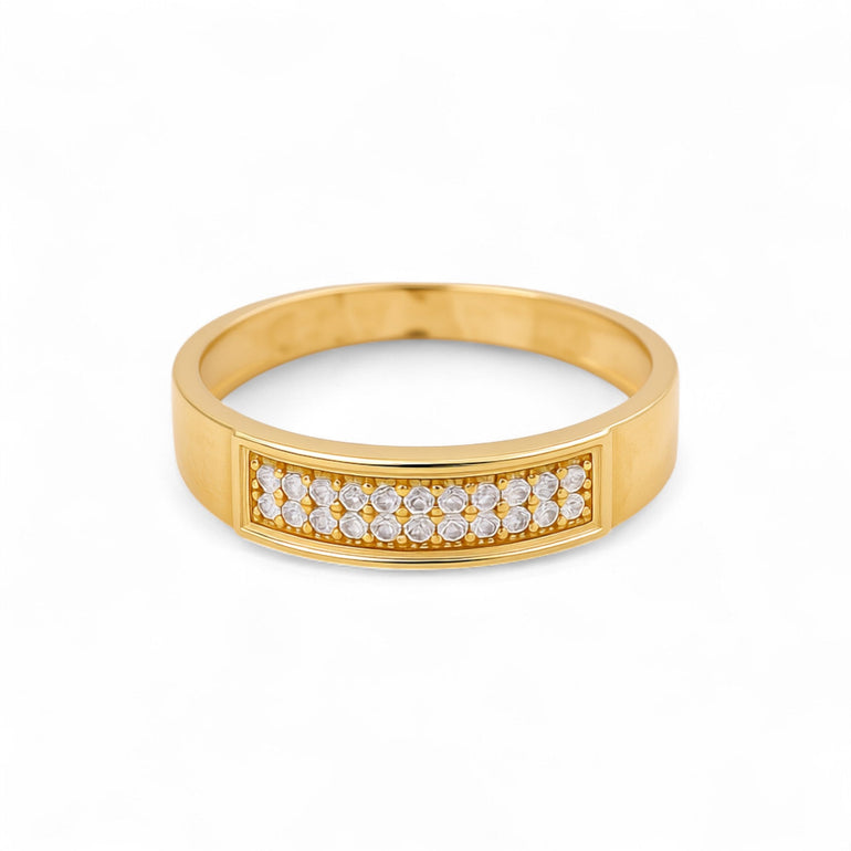 14K Yellow Gold Wedding Band with CZ Ring - Miral Jewelry
