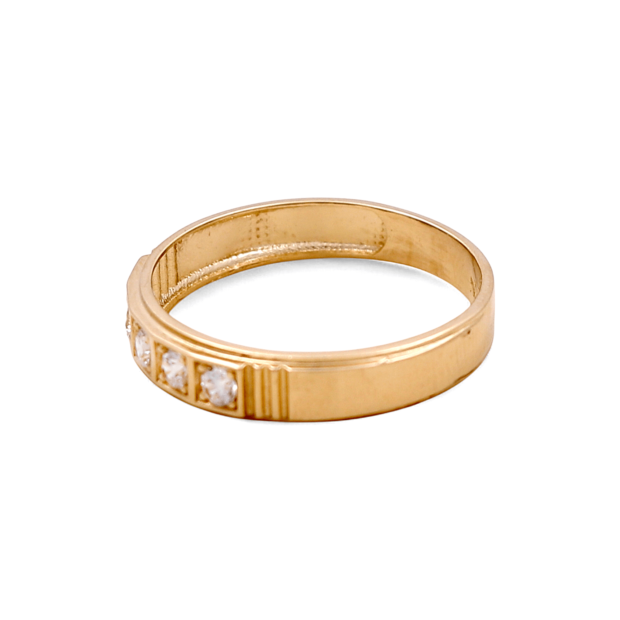 14K Yellow Gold Wedding Band with CZ Ring - Miral Jewelry