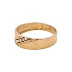 14K Yellow Gold Wedding Band with CZ Ring - Miral Jewelry