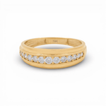 14K Yellow Gold Wedding Band with CZ Ring - Miral Jewelry