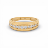 14K Yellow Gold Wedding Band with CZ Ring - Miral Jewelry