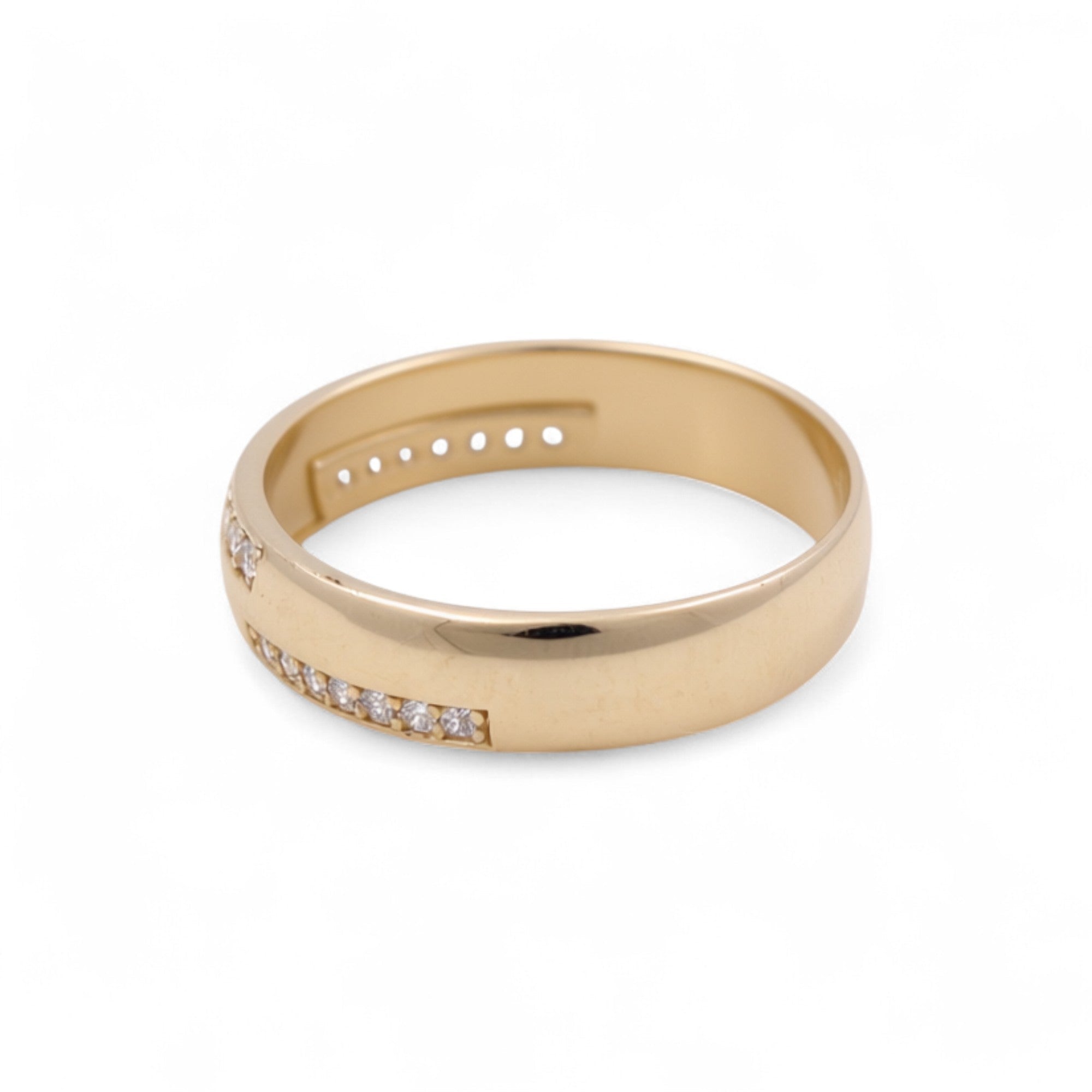 14K Yellow Gold Wedding Band with CZ Ring - Miral Jewelry