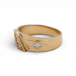 14K Yellow Gold Wedding Band with CZ Ring - Miral Jewelry