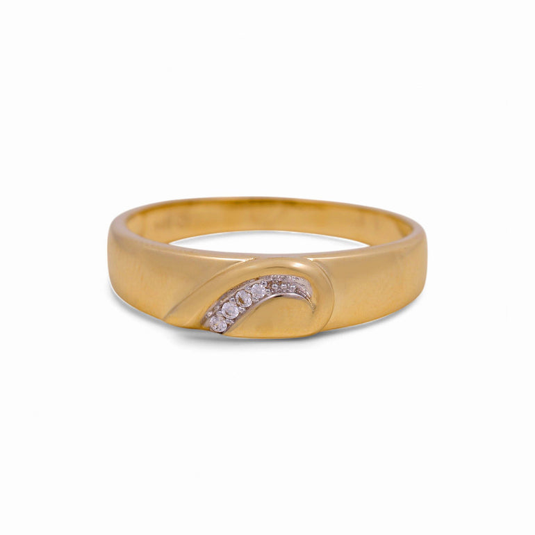 14K Yellow Gold Wedding Band with CZ Ring - Miral Jewelry