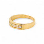 14K Yellow Gold Wedding Band with CZ Ring - Miral Jewelry