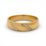 14K Yellow Gold Wedding Band with CZ Ring - Miral Jewelry