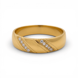 14K Yellow Gold Wedding Band with CZ Ring - Miral Jewelry