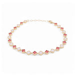 14K Yellow Gold White and Red Flower Bracelet Women's - Miral Jewelry