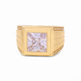 14k Yellow Gold White Square Fashion Ring - Miral Jewelry