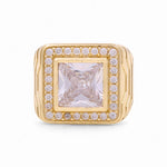 14k Yellow Gold White Square Fashion Ring - Miral Jewelry