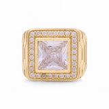 14k Yellow Gold White Square Fashion Ring - Miral Jewelry