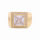 14k Yellow Gold White Square Fashion Ring - Miral Jewelry