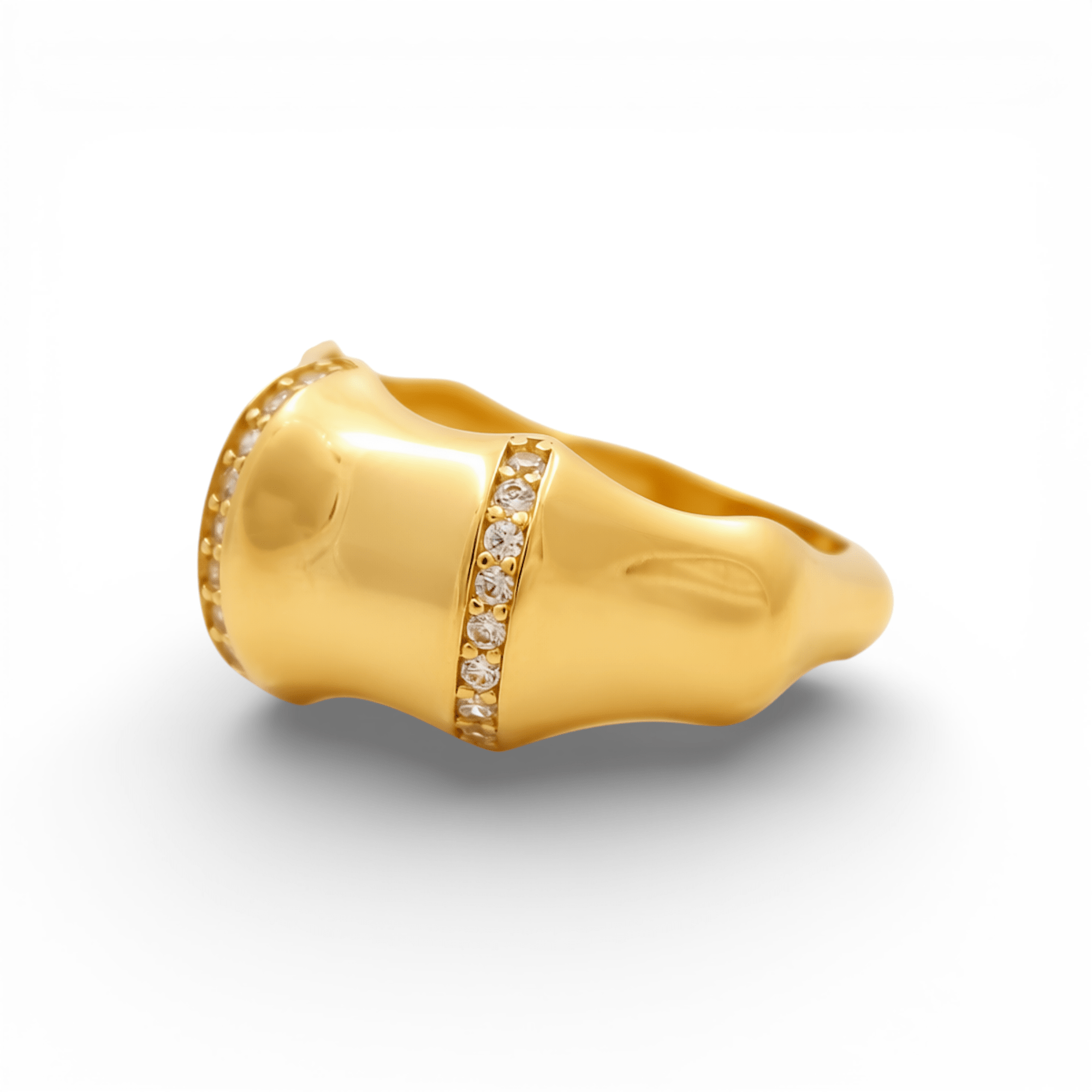 14K Yellow Gold with CZ Fashion Women's Ring - Miral Jewelry
