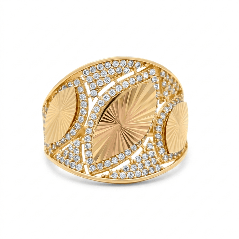 14K Yellow Gold with Cz Fashion Women's Ring - Miral Jewelry