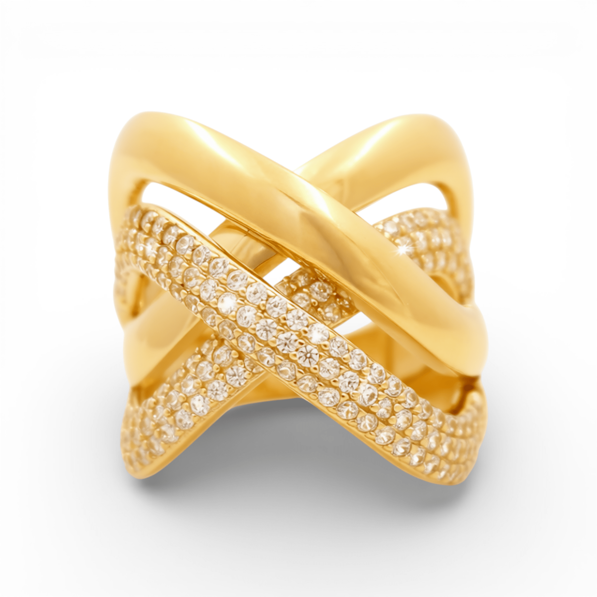 14K Yellow Gold with CZ Fashion Women's Ring - Miral Jewelry