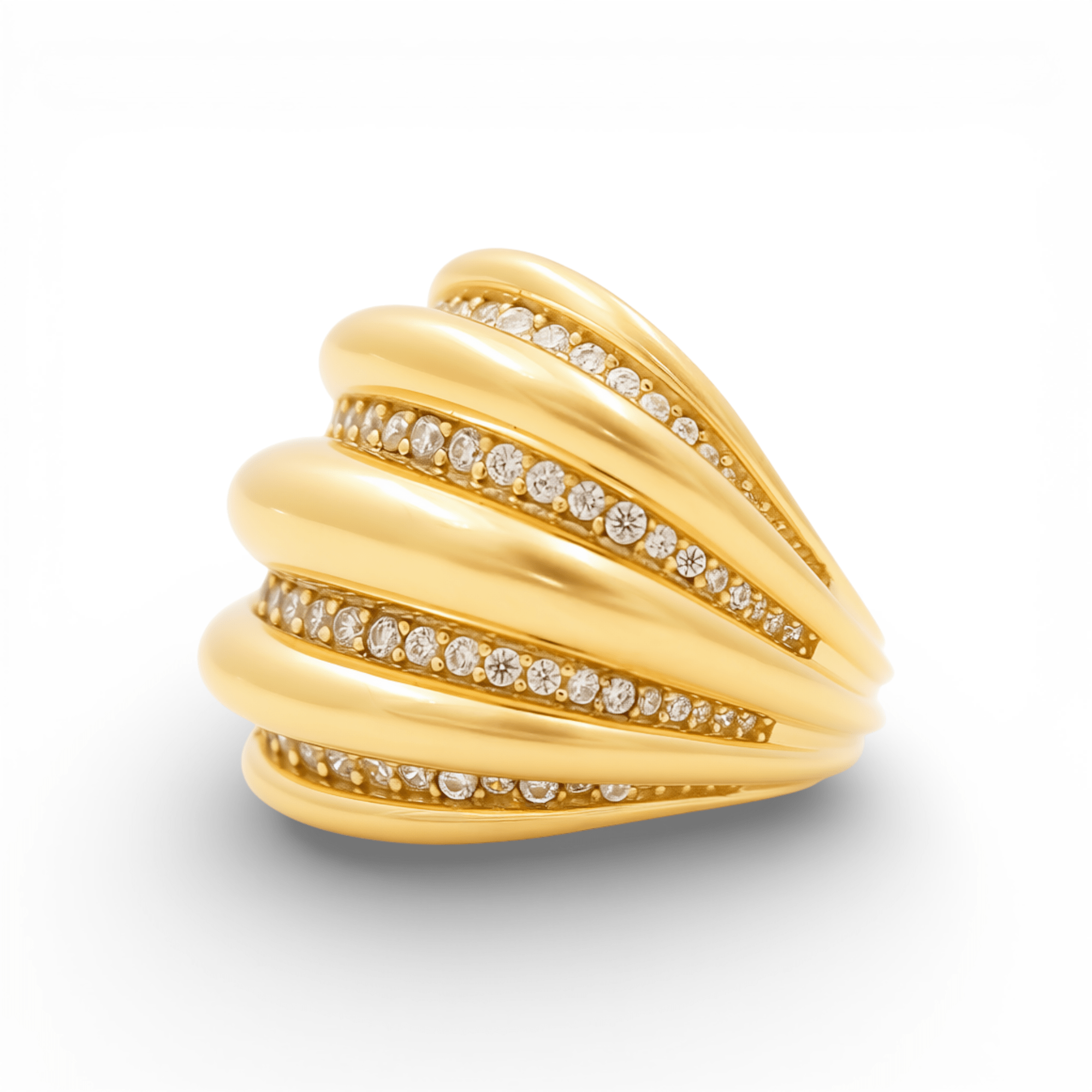 14K Yellow Gold with CZ Fashion Women's Ring - Miral Jewelry