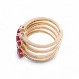 14K Yellow Gold Woman Fashion Ring with Diamonds and Ruby - Miral Jewelry