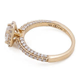 14K Yellow Gold Women's Contemporary Engagement Ring 0.62Tw Oval Diamonds - 0.54Tw Round Diamonds - Miral Jewelry