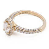 14K Yellow Gold Women's Contemporary Engagement Ring 0.62Tw Oval Diamonds - 0.54Tw Round Diamonds - Miral Jewelry