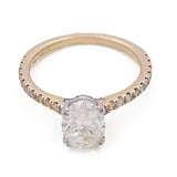 14K Yellow Gold Women's Contemporary Engagement Ring 1.52 Oval Diamonds - 0.64Tw Round Diamonds - Miral Jewelry