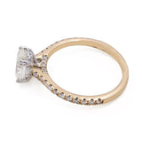 14K Yellow Gold Women's Contemporary Engagement Ring 1.52 Oval Diamonds - 0.64Tw Round Diamonds - Miral Jewelry