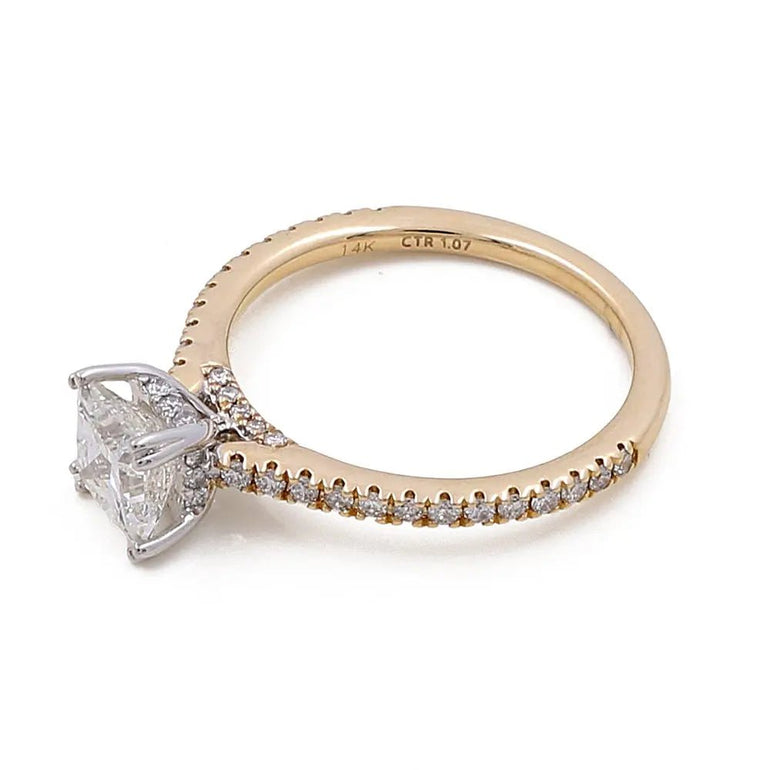 14K Yellow Gold Women's Contemporary Engagement Ring with 0.26Tw Round Diamonds - Miral Jewelry