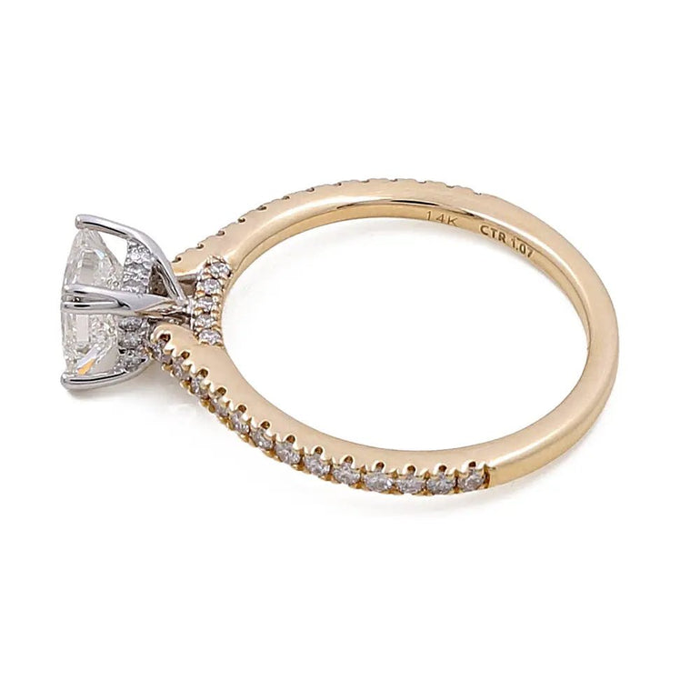 14K Yellow Gold Women's Contemporary Engagement Ring with 0.26Tw Round Diamonds - Miral Jewelry