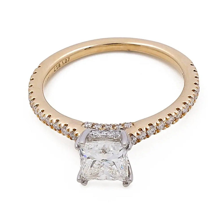 14K Yellow Gold Women's Contemporary Engagement Ring with 0.26Tw Round Diamonds - Miral Jewelry