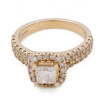 14K Yellow Gold Women's Contemporary Engagement Ring with 0.75Tw Round Diamonds - Miral Jewelry