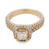 14K Yellow Gold Women's Contemporary Engagement Ring with 0.75Tw Round Diamonds - Miral Jewelry