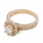 14K Yellow Gold Women's Contemporary Engagement Ring with 0.75Tw Round Diamonds - Miral Jewelry