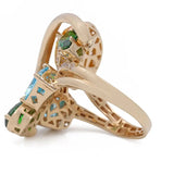 14K Yellow Gold Women's Fashion Stones Ring with Cubic Zirconias - Miral Jewelry