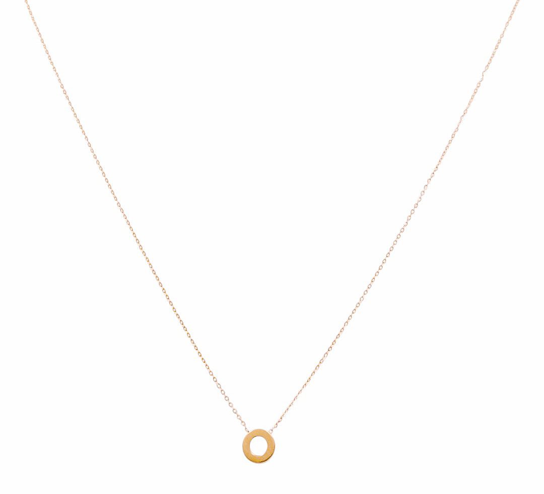 14K Yellow Gold Initial O Necklace 18in