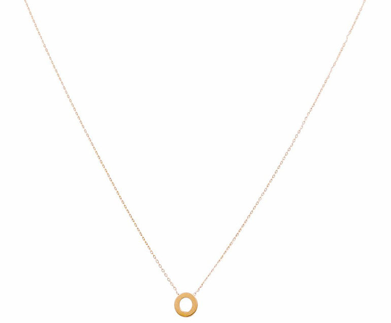14K Yellow Gold Women's Necklace with Inicial O - Miral Jewelry