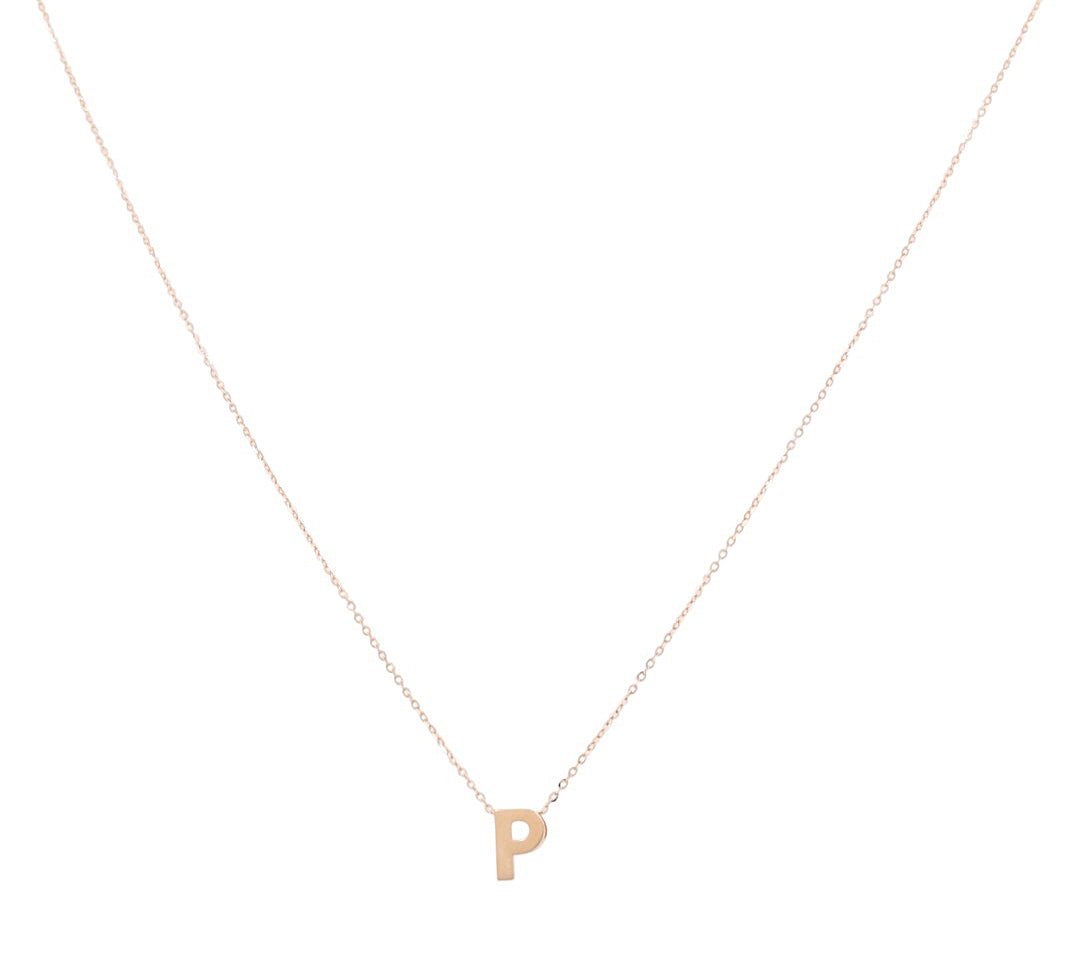 14K Yellow Gold Women's Necklace with Inicial P - Miral Jewelry