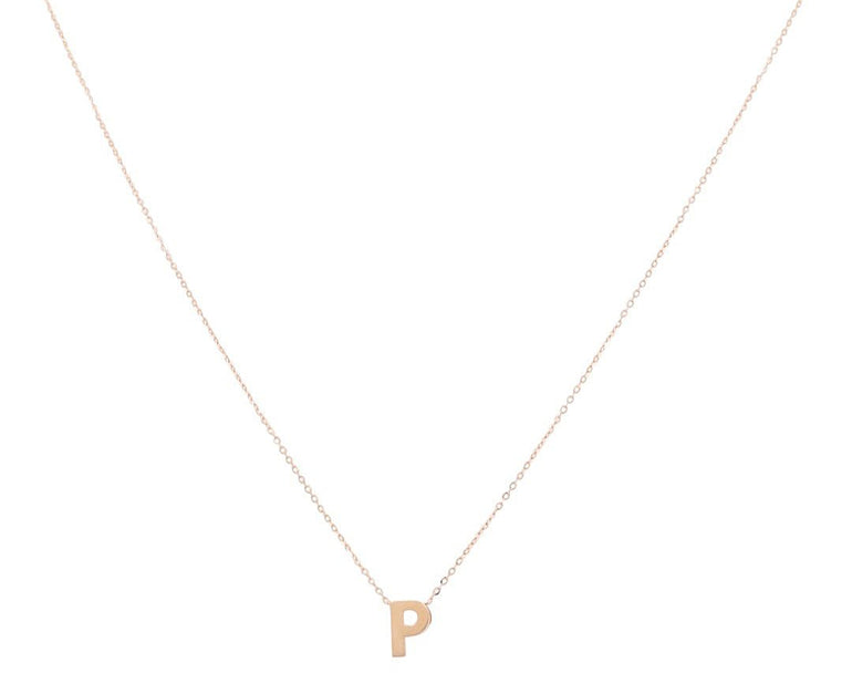 14K Yellow Gold Women's Necklace with Inicial P - Miral Jewelry