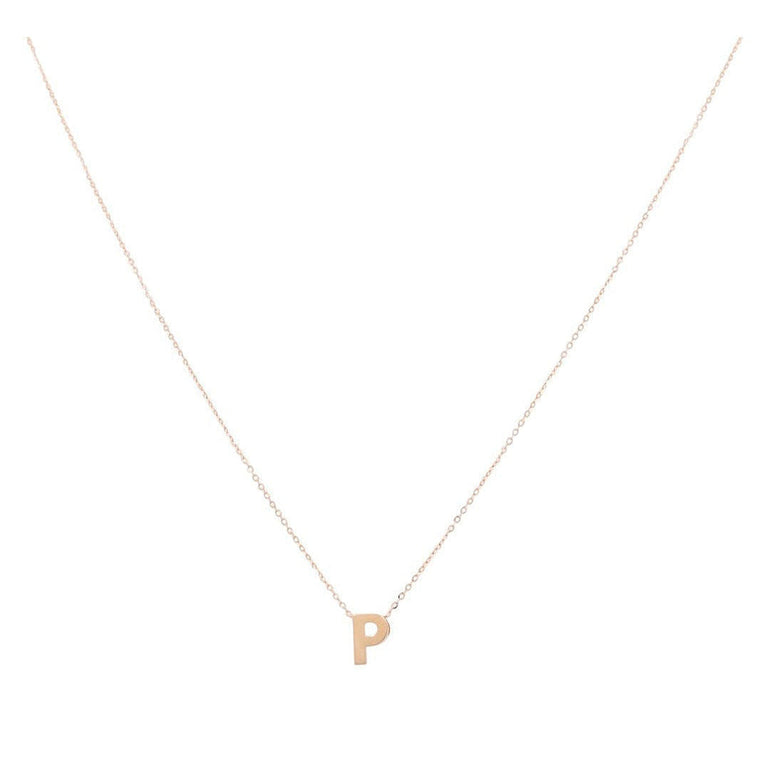 14K Yellow Gold Initial P Necklace 18in