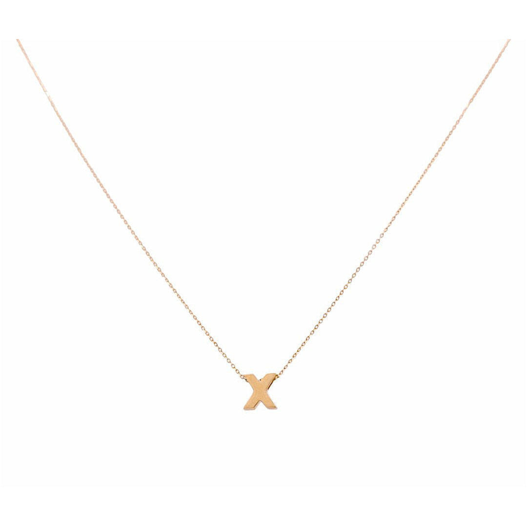 14K Yellow Gold Initial X Necklace 18in