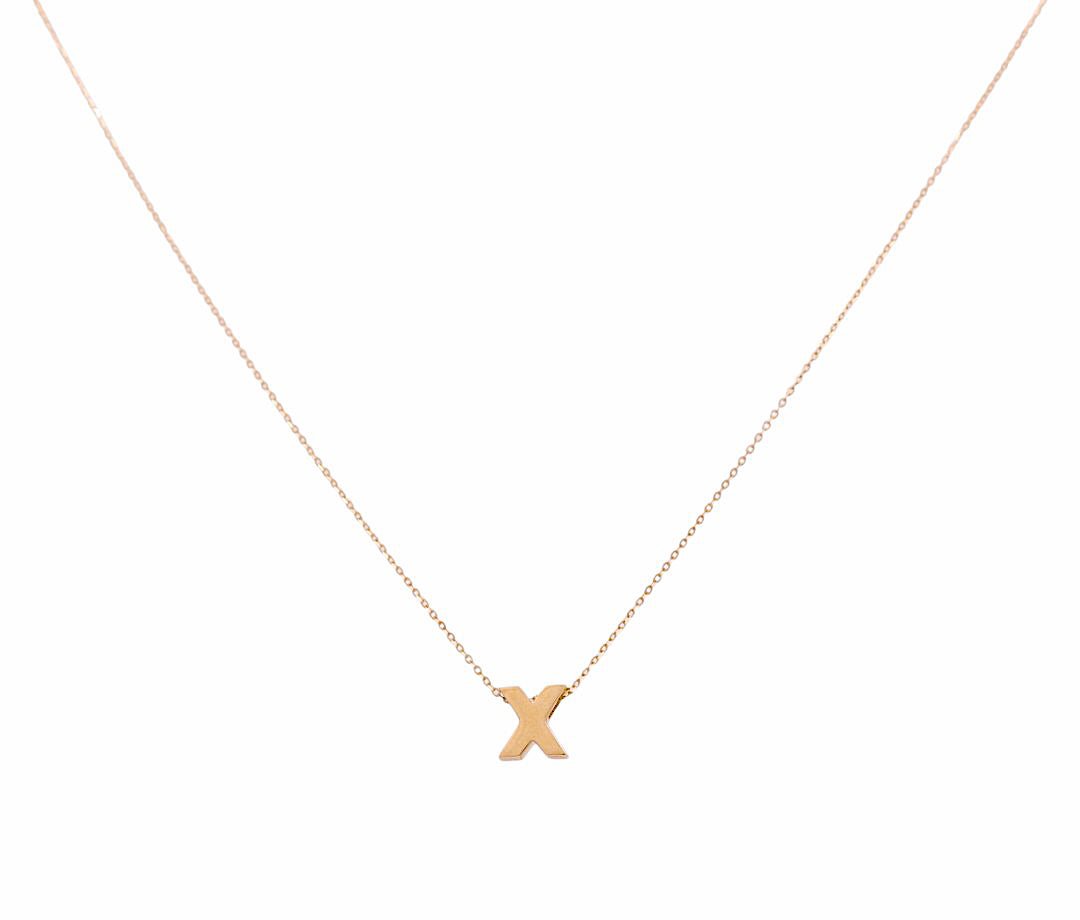 14K Yellow Gold Women's Necklace with Inicial X - Miral Jewelry