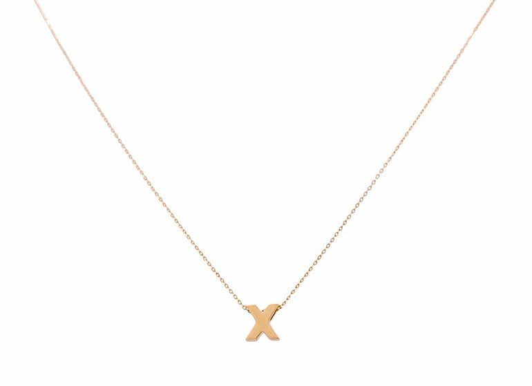 14K Yellow Gold Women's Necklace with Inicial X - Miral Jewelry