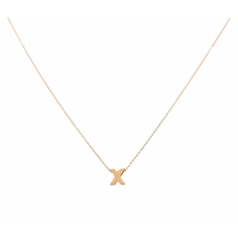 14K Yellow Gold Initial X Necklace 18in