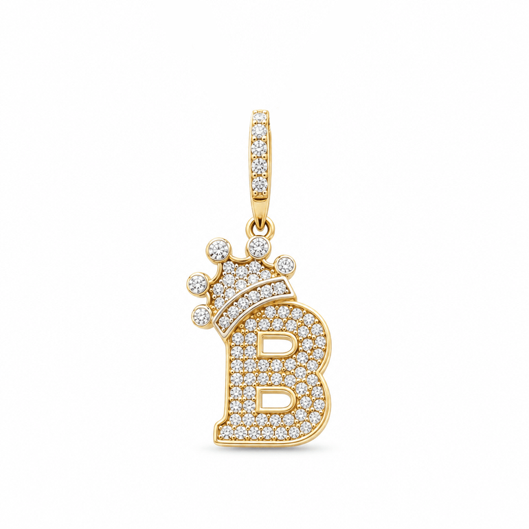 14K Yellow Inicial B Pendant - Miral Jewelry